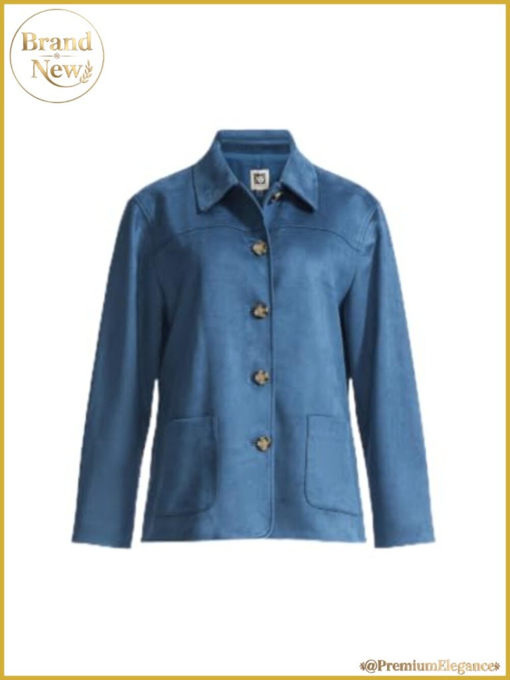 5-Button Patch Pocket Suede Jacket Blazer for Business Casual